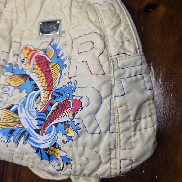 Ed Hardy  Koi fish designs Vintage Quilted backpack Black EXC COND NWT - Picture 2 of 8